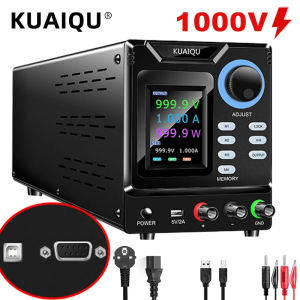 US Plug KUAIQU RS232 USB ตั้งโปรแกรมได้ DC อุปกรณ์สำรองพลังงานแบบปรับได้1000V 400V 300V 200V 600V1A จัดเก็บหน่วยความจำ10A 30V เอาต์พุตซอฟต์แวร์พีซี