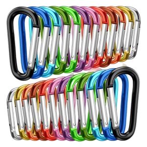 50PCS Mini D-Shaped Color Carabiner Aluminum Alloy Spring Hook Outdoor Backpack Camping Hook Keychain Mountaineering EDC Tool