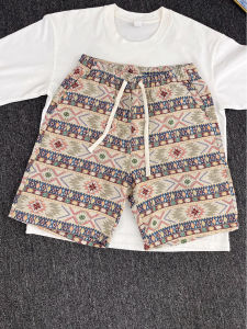 Quần Short Thể Thao Nam Mùa Hè Mỏng Thoáng Khí Dài qua Đầu Gối Thêu Họa Tiết Dân Tộc Quần Dài Rộng Rãi Thường Ngày