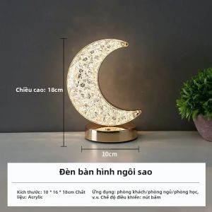 Đèn LED Trăng Đêm Cảm Ứng Kích Hoạt Pha Lê Kim Cương USB Sạc Đèn Bàn Đầu Giường Trang Trí Nhà Trẻ Em Quà Tặng Ngày Lễ