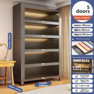 Dustproof Multi-layer Steel Bookcase With Doors