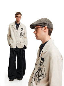 Elegant Sketch Design Loose Fit Suit Jacket