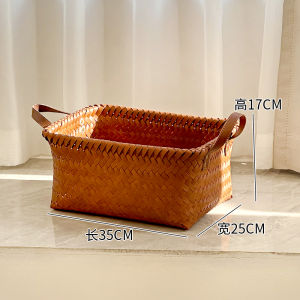 Hộp Đựng Đồ Lớn Bằng Nhựa Phong Cách Cổ Điển Đan Bằng Tre Đựng Đồ Ăn Nhẹ Sách Đồ Dùng Đa Năng Cho Phòng Khách