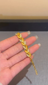 Gold wheat ear leaf diamond-studded bracelet fashionable and exquisite bangle personality creative jewelry