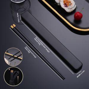 Portable Travel High End Single Double Alloy Chopsticks with Box for Home Use Golden Bin Brand PP Material Suitable for Everyone