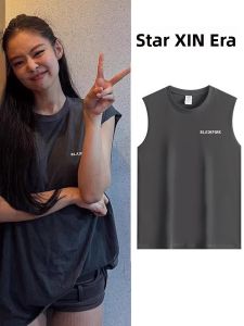 Blackpink Jennie Loose Short Sleeve Womens T-shirt Support Casual Cotton Summer Top Comfortable Breathable Daily Wear