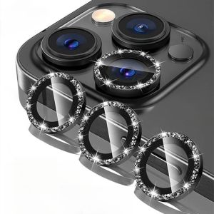 Glitter Camera Lens Protector for iPhone 16 Pro Max 15 Plus 14 Pro 13 Pro Max Diamond Metal Protective Glass for iPhone 16 Pro 15 Pro Max Lens Glass