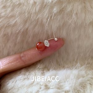 S999 Pure Silver South Red Earrings Double Piercing Screw Clasp Ear Jewelry Geometric Pattern Womens Fashion Accessories