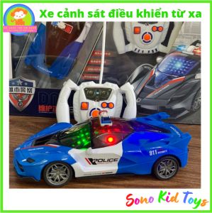 Đồ chơi Siêu xe cảnh sát điều khiển có đèn led khiển 4 chiều pin sạc ngoại hình cực chất cho bé - Xe điều khiển từ xa
