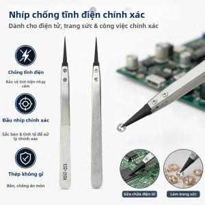 Aideepen | 5 Cái Nhíp Thép Không Gỉ Chính Xác ESD-259A Có Đầu Cao Su Chống Tĩnh Điện Chống Trầy Xước Chống Trầy Xước Để Sửa Chữa Linh Kiện Điện Tử