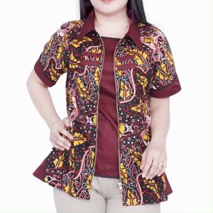 Blouse Big Size LD 140 Wanita / Atasan Batik Jumbo S-M-L-XL-2L-3L-4L-5L-6L-7L Model Blus Jumbo Kerja Batik / Atasan Big Size Kerja Wanita / Pakaian Batik Kekinian Kerja Wanita Bahan Katun Formal Kantor Wanita Trendy Terbaru / Putri Nasya