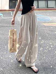 Quần Dài Tay Rộng Thanh Lịch Cao Cấp Stripe Icy Silk