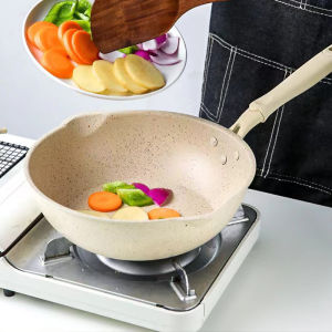 Durable Non-Stick Deep Wok Pan Frying Pan Maifan Stone Home Steak Pancake Cooking Pots Skillet Saucepan Kitchen Cookware Utensil