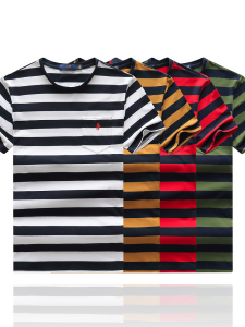 Áo Thun Nam Tay Ngắn Thêu Sọc Dáng Rộng Thoải Mái Thường Ngày Thời Trang Mùa Hè 2025 YUESang Trọng Lịch Sự