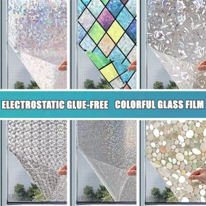 3D Decorative electrostatic film Removable Window Glass Sticker Frosted Static Cling Privacy Sticker UV Protection Window Films decor for Home office bathroom Privacy sticker Film Static Window Cling Window Film Sticker Privacy DIY Adhesive Free Glass Win