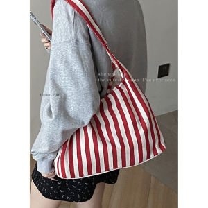 Trendy College Style Plaid Canvas Tote Bag Womens Large Capacity Casual Underarm Bag Fall Winter New Arrival Fashionable Shopping Bag