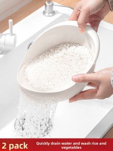 FURENJILI | Fine Mesh Rice Washing Sieve & Vegetable Washing Basin