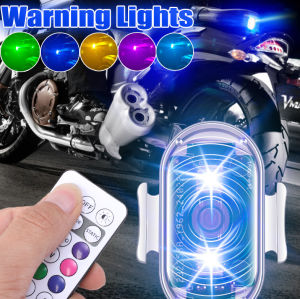 Wireless Remote Control Strobe Lights USB Charging Transparent Shell Magic Tape Fixation Car Motorcycle Flashing Warning Light