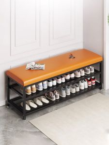 Minimalist Modern Iron Art Shoe Rack for Home Entrance Soft Luxury Sitting Shoe Cabinet One-Piece Soft Shoe Shelf