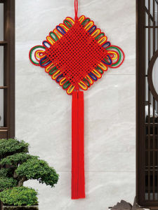 Traditional Chinese Style Handwoven Peace Knot Hanging Ornament for New Home Moving Celebration Decorative Window Door Piece