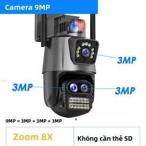 Camera IP WiFi 9MP 5K Với Zoom Quang Học 8X Đèn Pha An Ninh Báo Động Tương Thích Với NVR Và Alexa Giám Sát Ngoài Trời CCTV