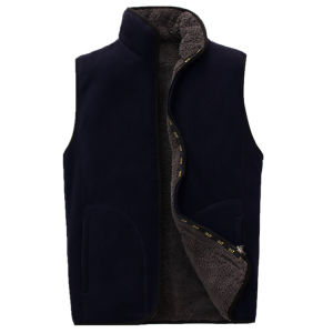Thickened Double-Sided Wear Fleece Jacket Coral Fleece Shake Particle Velvet Outdoor Anti-Cold Mens Youth Warm Vest Middle-Aged And Elderly Shoulder Pad