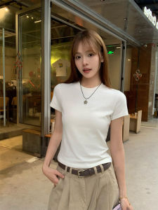 Song Zhengen Womens Slim Fit Short Sleeve T-Shirt White Hot Girl Versatile Half Sleeve Top Korean Style Creative Pattern