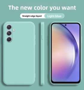 Samsung Galaxy A54 5G Cube Liquid Silicone Protective Case Full Cover Drop Resistance Straight Edge Soft Shell for A54 Pure Color