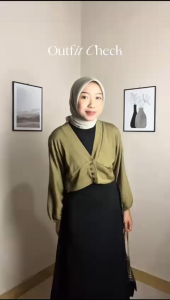 Vyo Kemeja Crop Outer Sheila Lengan Panjang Kekinian Atasan Wanita Terbaru