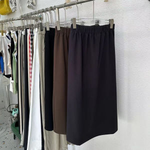 Spring & Fall Korean Elastic High Waist Knitted Straight Back Slit Skirt Western Style Slimming Black Dress Womens Overknee Skirt