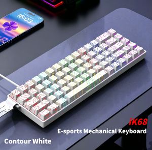 NexusClick iK68 Mini Mechanical Keyboard Hot‑swap RGB Full Key Anti‑Ghosting Ergonomic Wired Gaming Keyboard with Ribbon Strap