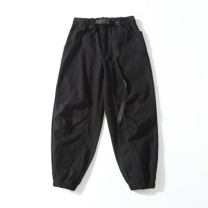 Washed Pure Cotton Mens Casual Pants Spring Autumn Loose Fit Versatile Youthful Trendy Long Trousers Workwear with Cuff