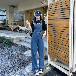 Retro High Waist Denim Overalls Womens Loose Straight Leg Wide Leg Pants Long Trousers Slimming Effect Spring 2024 New Arrival