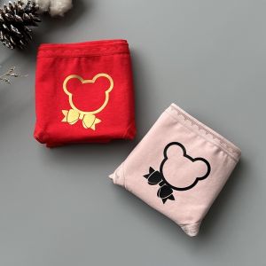 ใหม่ ผู้หญิง ผ้าฝ้าย ชุดชั้นใน นุ่ม ใส่สบาย น่ารัก การ์ตูน สามเหลี่ยมเอวกลางหมี กางเกง ต้านเชื้อแบคทีเรีย 2 แพ็ค กางเกงใน