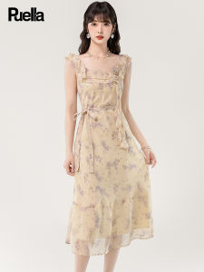 puella | Slimming Sweetheart Style Chiffon Flowered Spaghetti Strap Dress