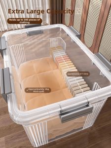 XUNHUAI | Large Capacity Reinforced Transparent Storage Box with Lid and Wheels