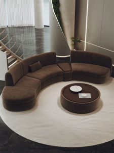 Luxurious Sofa Half Circular Arc Shaped Business Relaxing Area Office Beauty Salon Hotel Lobby Reception Quality Wooden Structure
