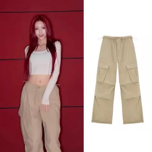 [Official Authentic Products] Asifcalie Cargo Pants Womens Parachute Pants Song Yuqi Multi-Pocket Womens Casual Pants