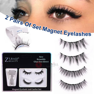 New Upgrade! Unique Small Circular Magnetic Design 2 Pairs Of Magnetic Eyelash Sets With Eyelash Clips Included Magnetic Suction For Beautiful Eyelashes Without Damaging Them