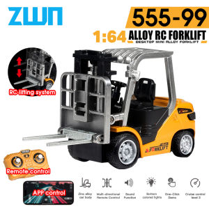 ZWN 1:64 Remote-controlled Alloy Forklift Engineering vehicle Tabletop Toys RC Forklift Model Collection Gift For Boys