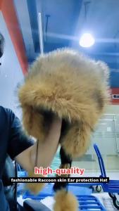 Trend Raccoon Imitate Fur Cap Tail Women Imitate Natural Raccoon Fur Caps Ushanka Hats for Winter Thick Warm Ears Fashion