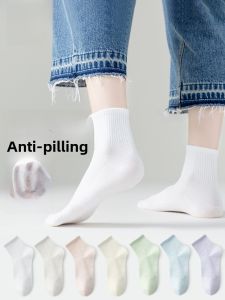 Miiow | Womens Mid-Calf Breathable Antibacterial Anti-Odor Socks No Slip Net Eyelet No Pilling Seamless Cotton Polyester Spandex Blend