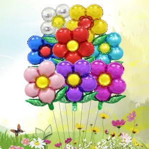 8pcs 18inch Flower Foil Balloons set Flower with Leaves Balloons Theme Party Supplies