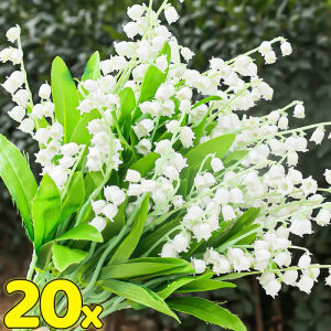 【Swan Home】20/1PCS Artificial Flower Bellflower Lily Valley Flower Plastic Home Scrapbooking Christmas Decoration Wedding Party Green Plant ﻿