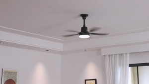 Cash on delivery + free shipping! 30-inch high-end black ceiling fan pure copper DC motor energy-saving and quiet 4 speeds + 3-color adjustable lighting with remote control. Suitable for dining room/living room/bedroom