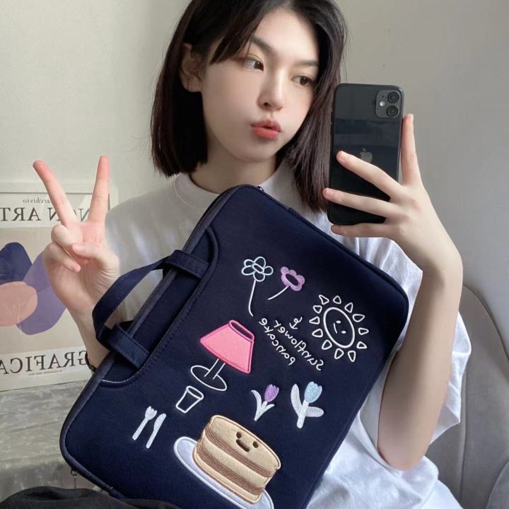 Laptop bag ins Korean style embroidery laptop sleeve bag  inch laptop sleeve laptop handbag Lazada PH
