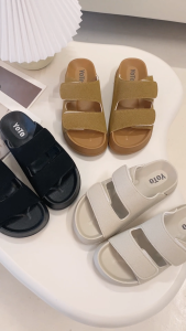 YOTO Platform Birken Sandals Hook-and-Loop Double-Straps Solid Color Casual Slippers With Outdoor