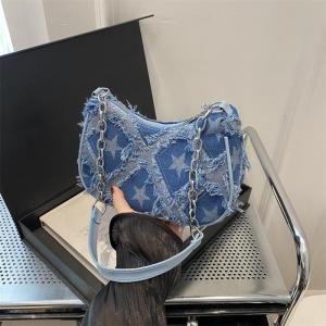 Túi Đeo Vai Thời Trang Bằng Vải Denim Nhỏ Gọn Dây Đeo Bằng Dây Xích Túi Đeo Hông Túi Đeo Vai Đơn Cho Nữ Túi Xách Thời Trang