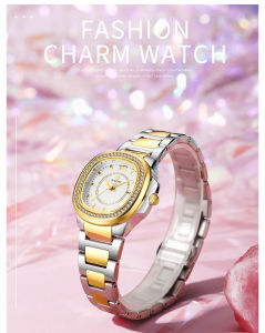 WWOOR Wristwatch for Women Stainless Steel Waterproof 3 ATM with Calendar Women Watches Square Dial Casual Authentic Fashion Brand Female Watch-8874