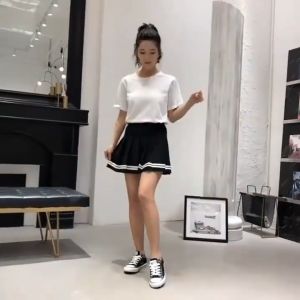Oppa Style Shop 860 Banding Line Tennis Skirt/Korean Pleated Skirt/Rok mini with inner/Rok tennis